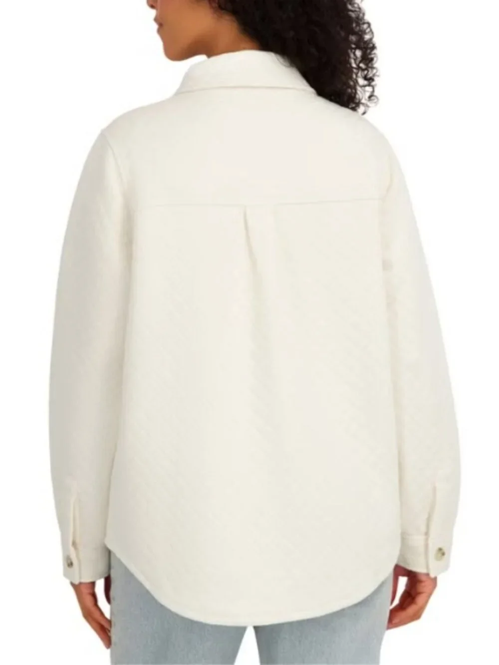 NWT SAGE Women's Quilted Shirt Jacket, Cream (Bone)